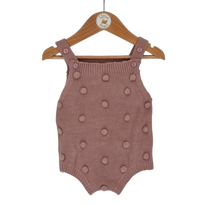 Pink Bobble knit Short Romper