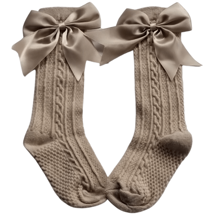 Coffee Bow Knee High Socks