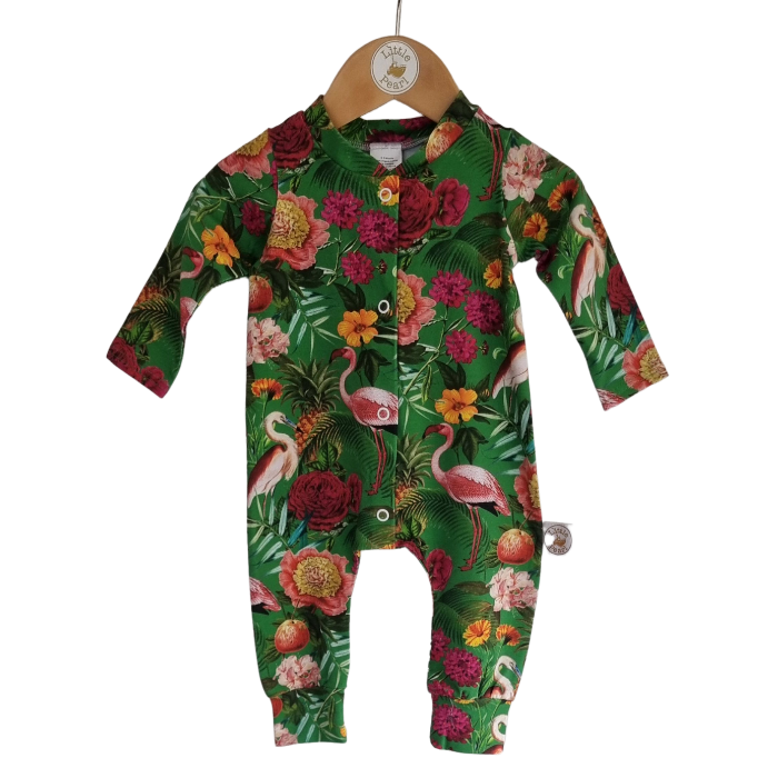 Green Floral Babygrow