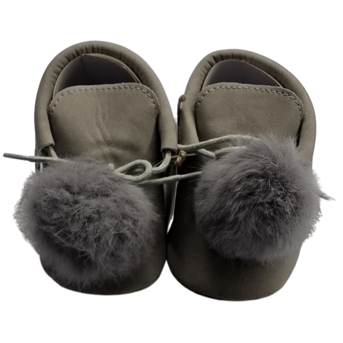 Grey Pom Pom Pram Shoes