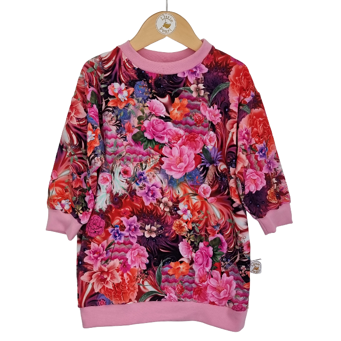 Pinky Bursting Floral Jumper Dress