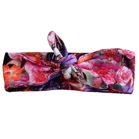 Pinky Bursting Floral Knotted Hairband